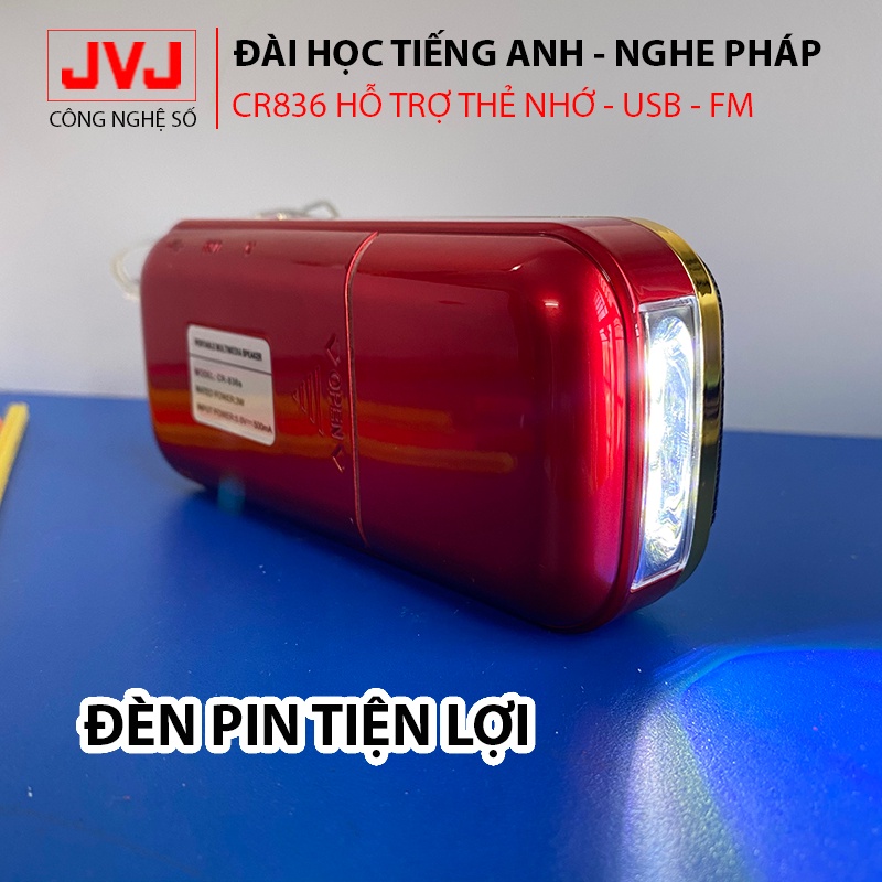 Ảnh Loa nghe pháp mini JVJ J-836S 2 Pin sử dụng thẻ nhớ,USB học tiếng anh, đài FM, đèn pin siêu sáng - BH 12 tháng 2