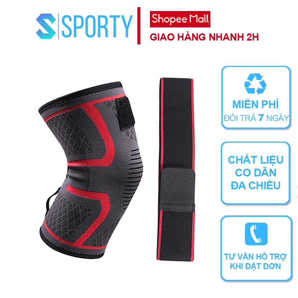 Băng quấn đai thể bảo vệ đầu khớp gối SPORTY 1123X vải dệt tích hợp đai đeo lò xo tránh chấn thương