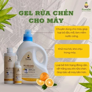 Nước rửa chén hữu cơ Fuwa3e cho máy rửa chén dạng gel sạch bóng dầu mỡ, bảo vệ máy rửa chén (2L)