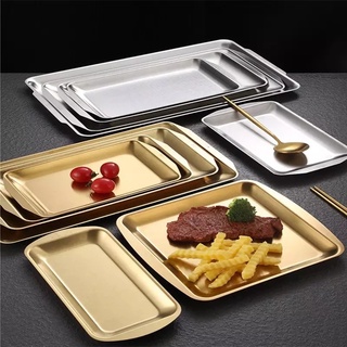 Khay Chữ Nhật  36*20cm Inox 304 mạ titanium Vàng Đựng Thức Ăn Gia Đình-Nhà Hàng..