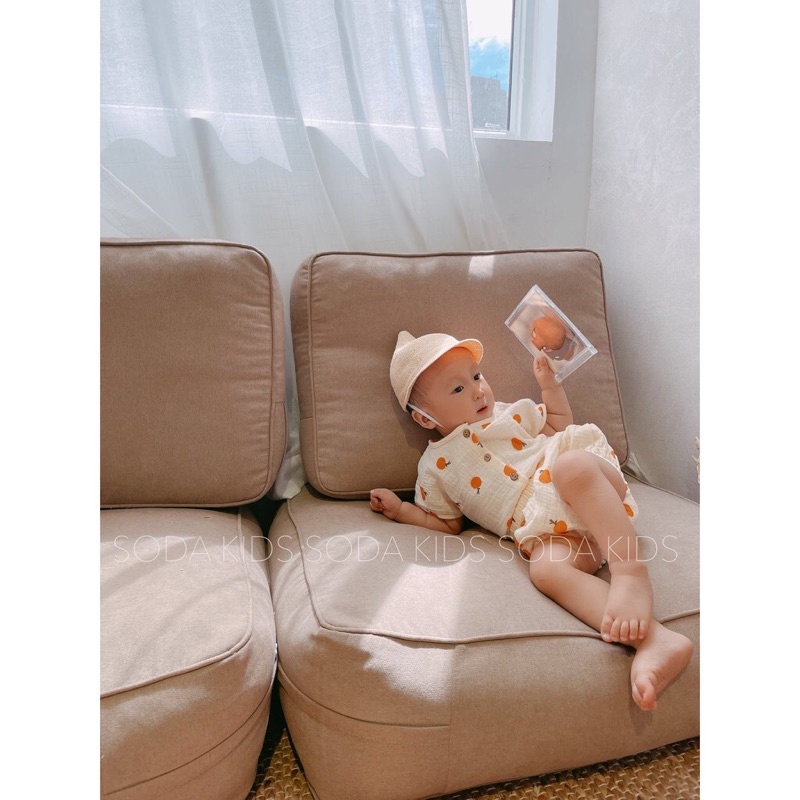 Ảnh Thật - Bộ Quần Áo Cộc Xô Muslin Cho Bé - Siêu Mềm Mịn, Thấm Hút