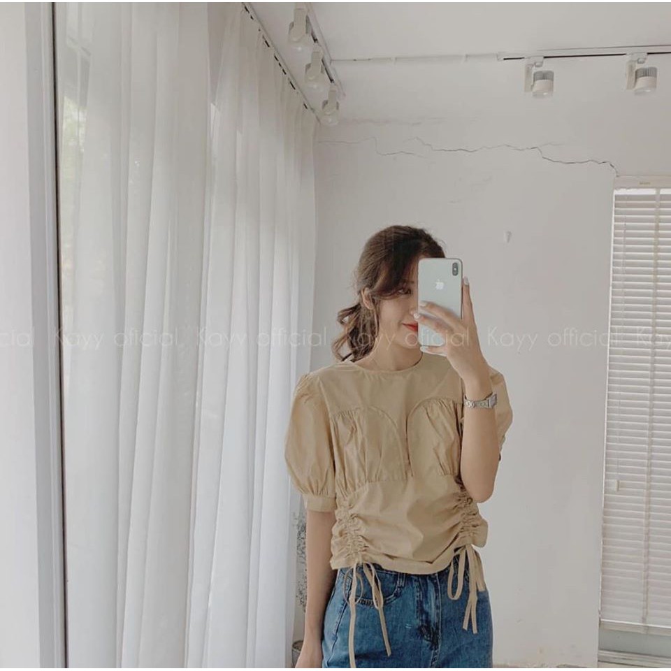 [ẢNH THẬT TRẢI SÀN] ÁO CROPTOP CHUN RÚT HAI BÊN HÔNG XINH XẮN GIÁ RẺ- MORA CROPTOP