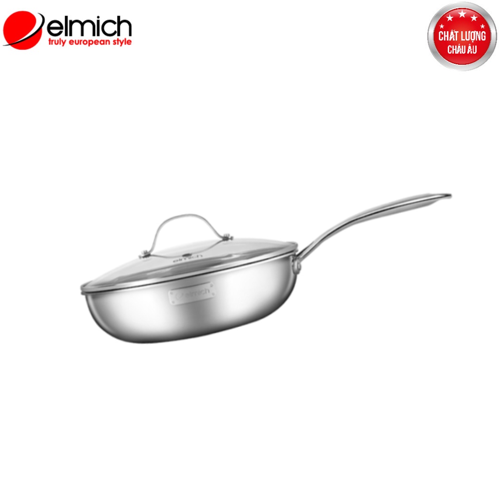 [LIFEMCMBP4 -12% đơn 250K] Chảo xào inox liền khối cao cấp 3 lớp đáy liền Elmich Trimax EL-4846OL size 26cm