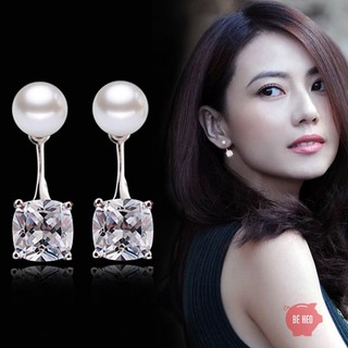 Bông tai ngọc, đá nhân tạo vuông xinh Trang sức Bé Heo BHBT13