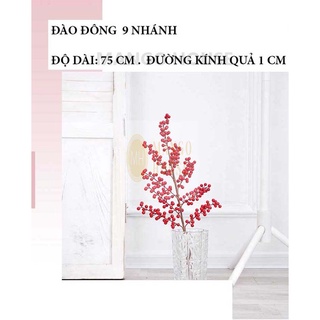 Đào đông đỏ nhiều nhánh quả xốp thân gỗ và lá kèm- Dài 0.7-1mm kèm lá trang trí các loại- sang trọng- cầu tài lộc