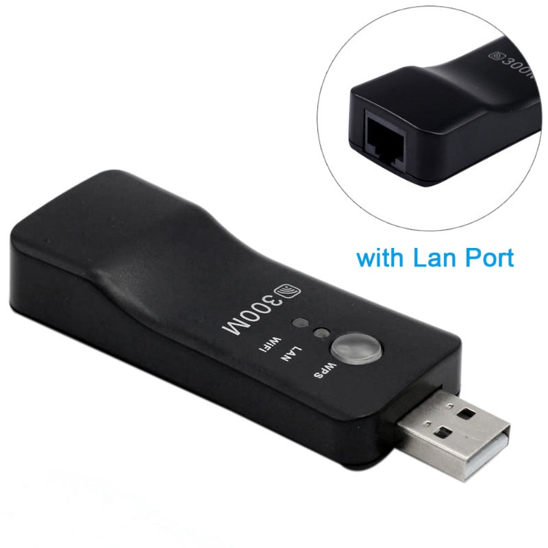 USB TV WiFi Dongle Adapter 300Mbps Bộ thu không dây đa năng RJ45 WPS cho Samsung LG Sony Smart TV