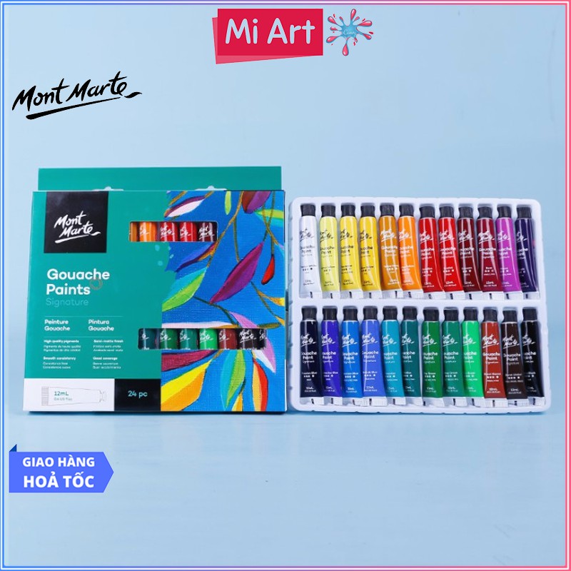 [Hỏa Tốc HCM] Bộ 24 Màu Gouache Mont Marte X 12ml - Gouache Paints ...