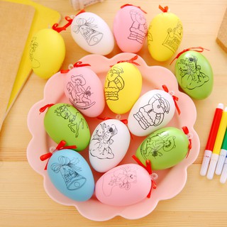 3 Trứng Hoạt Hình Và 4 Bút Tô Màu - Thỏ Hồng VPP