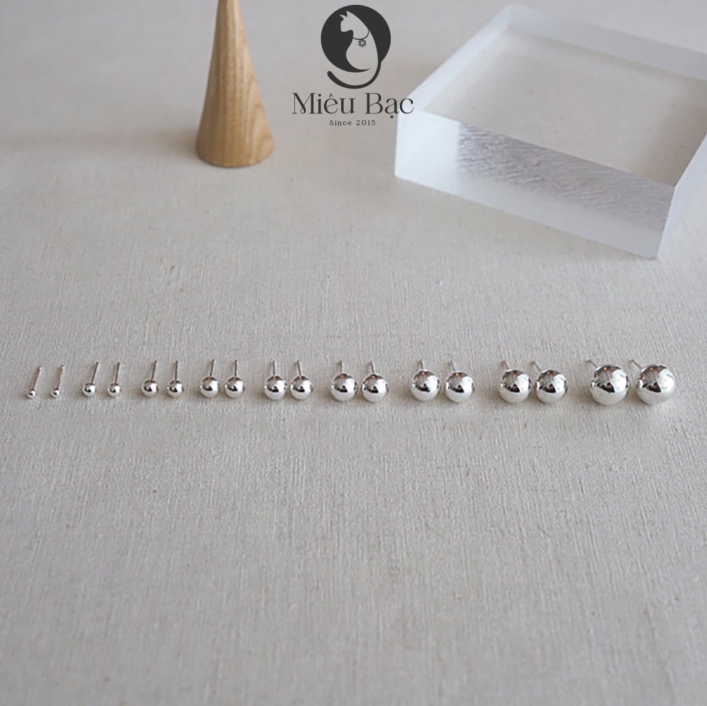Mô tả Bông tai bạc nữ bi tròn unisex Miêu Bạc khuyên tai nam nữ bi chất liệu bạc S925 thời trang phụ kiện trang sức B000061 - 7
