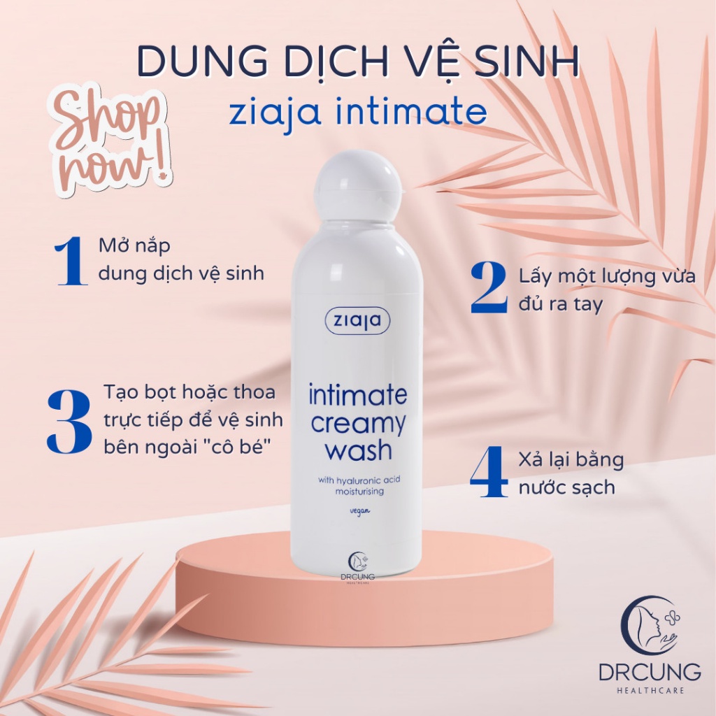 Bác Sĩ Cung Dung Dịch Vệ Sinh Phụ Nữ Ziaja Intimate with Hyaluronic Acid – Dưỡng Ẩm, Dịu Nhẹ, Giảm Khô Rát (Chai 200ml)