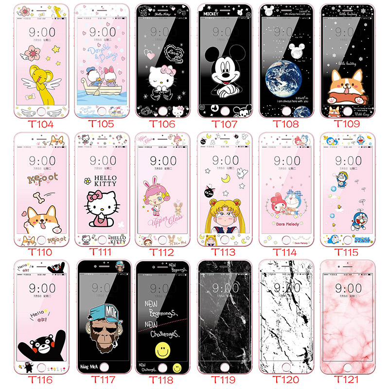 Kính Cường Lực Hoạt Hình Kính Cường Lực Bảo Vệ Toàn Diện 4.7 5.5 inch Cho iphone 6 6s i7 i8 Plus Iphone7 Iphone8 Plus Se2 iphone6 iphone6s
