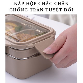 (kèm túi cách nhiệt) Hộp Đựng Cơm Văn Phòng giữ nhiệt 2 tầng 3 ngăn ruột inox 304 không rỉ cao cấp