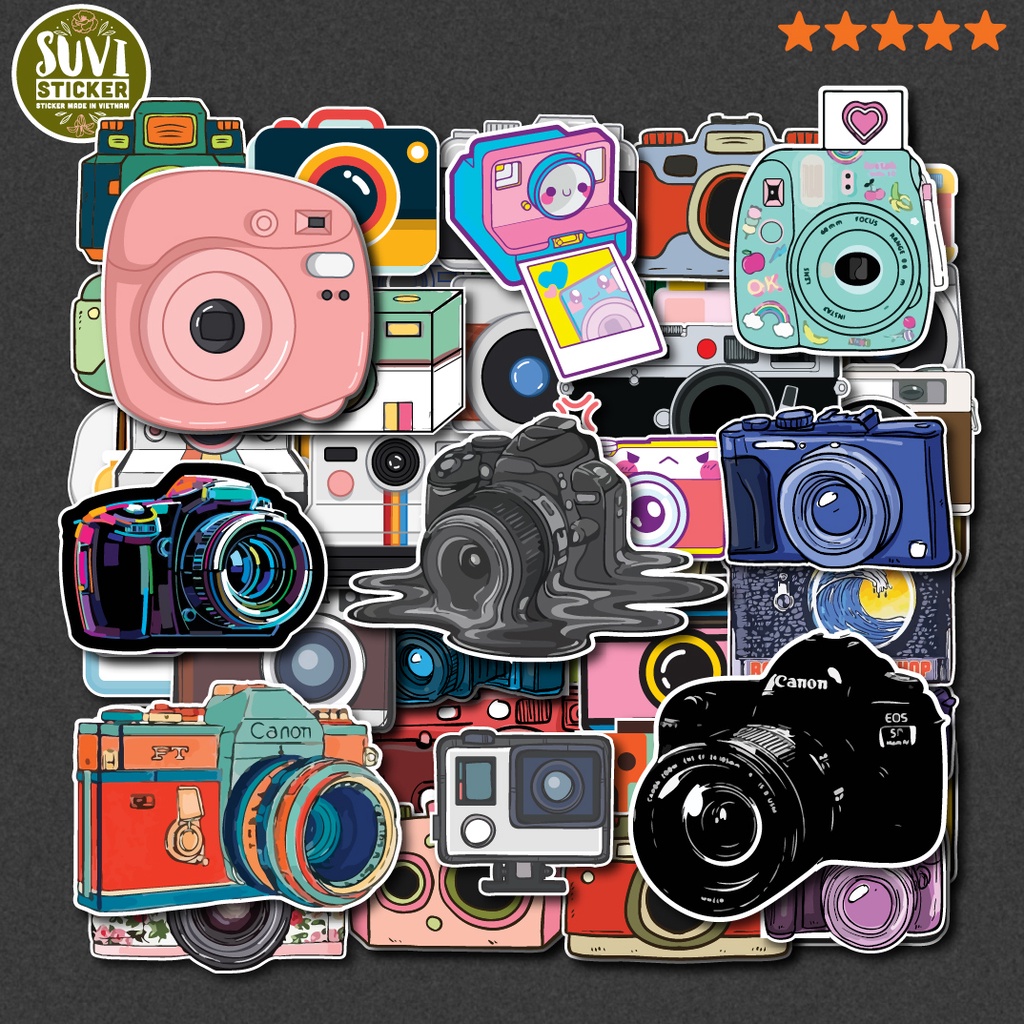 50 Sticker Camera Máy ảnh chống nước sticker dán laptop, điện thoại ...