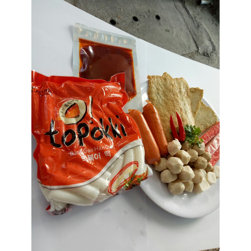 bánh gạo+sốt+đồ nấu lẫu tokbokki