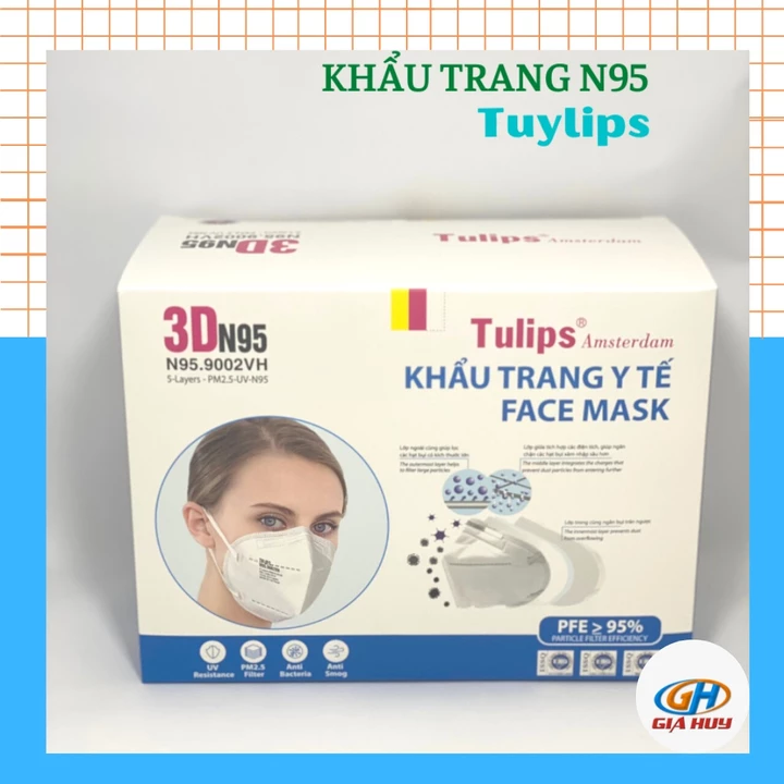 Hộp 30 chiếc khẩu trang N95 chống bụi mịn và tránh lây bệnh hô hấp -Tuylip 9002VH