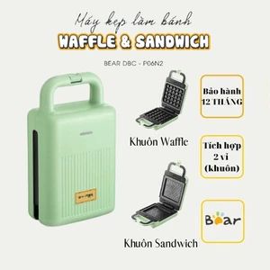 Máy làm bánh waffle BEAR 600W 2 khuôn nướng bánh mì, bánh waffle, nướng thịt