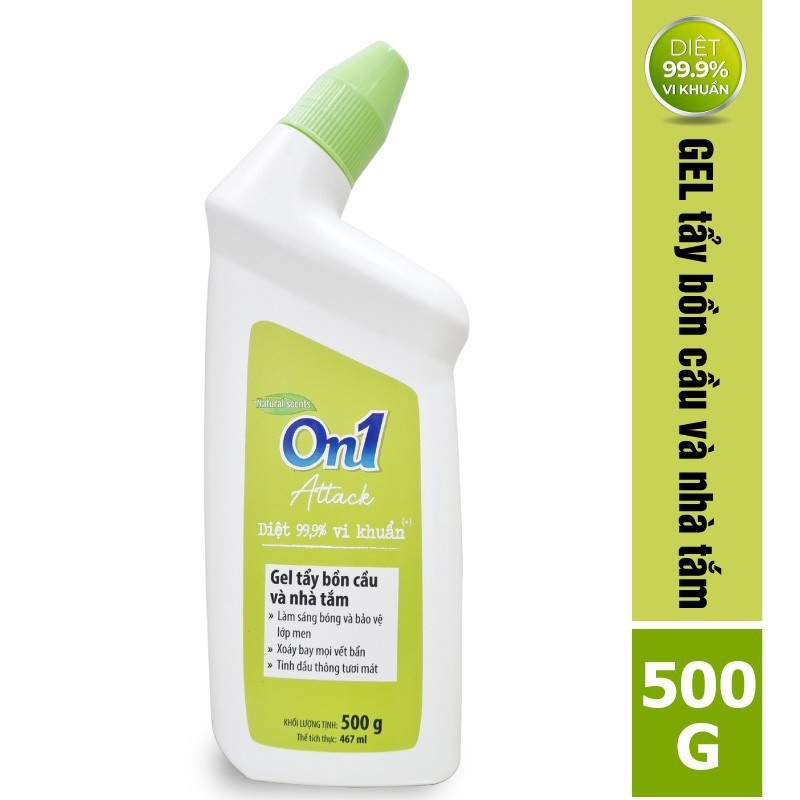 Ảnh Gel tẩy bồn cầu và nhà tắm On1 dung tích 500G N0501, giúp diệt khuẩn 99,9 %, tẩy ố, làm trắng nhà tắm, bồn cầu hiệu quả 3