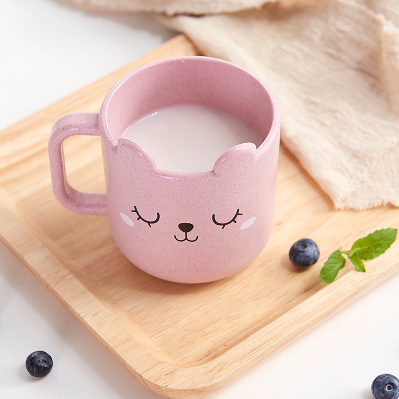 Cốc Uống Cà Phê Bằng Nhựa Rơm Lúa Mì Thân Thiện Với Môi Trường Có Tay Cầm Đơn Giản Dễ Thương