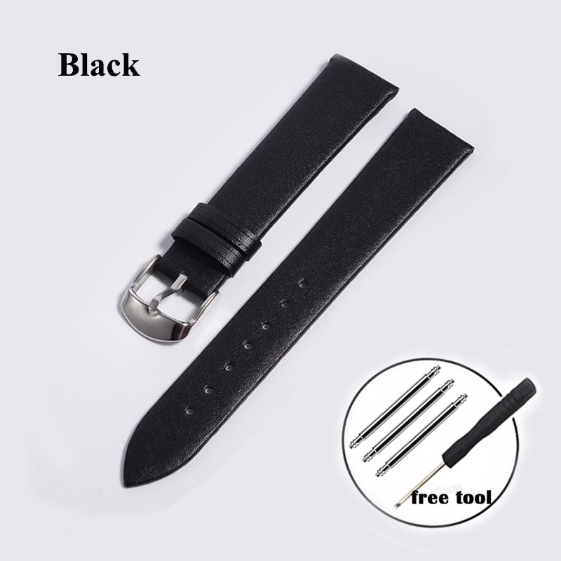 Dây Đeo Đồng Hồ Bằng Da Mềm Siêu Mỏng Nhiều Màu 12/14/16/18/20/22 mm