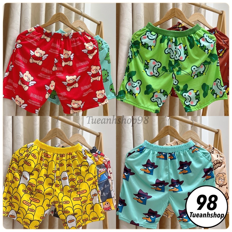 Quần Short Lửng Cartoon Unisex - Quần cute mặc nhà TUEANHSHOP - ĐÙI HOẠT HÌNH nam nữ Freesize 38-65kg