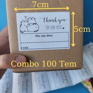 100 Tem ghi mã vận đơn, phiếu gửi hàng cute có sẵn keo dán kích thước 7x5cm