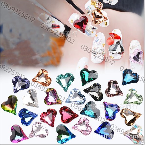 Túi 10v đá hình tim (mẫu 2) size 8mm màu ngẫu nhiên trang trí mong