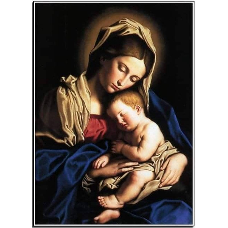 DIY 5D Virgin Mary Christian Thêu kim cương, Tranh kim cương tròn đầy đủ kim cương thêu chữ thập, tranh hạt
