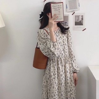 Váy Babydoll Dáng Dài Đầm Hoa Nhí Trắng Đen Hàn Quốc Dài Tay Vintage Tiểu  Thư Đẹp Kozoda D9 | Shopee Việt Nam