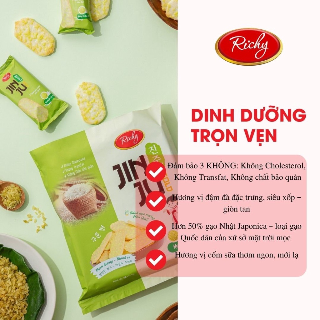 [MUA 3 TẶNG 1] Bánh gạo Richy Jinju Gold hương vị Ganjang mật ong 100g