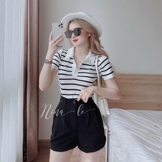Áo len CD thêu ong, len mỏng montoghi kiểu polo cổ bẻ 128