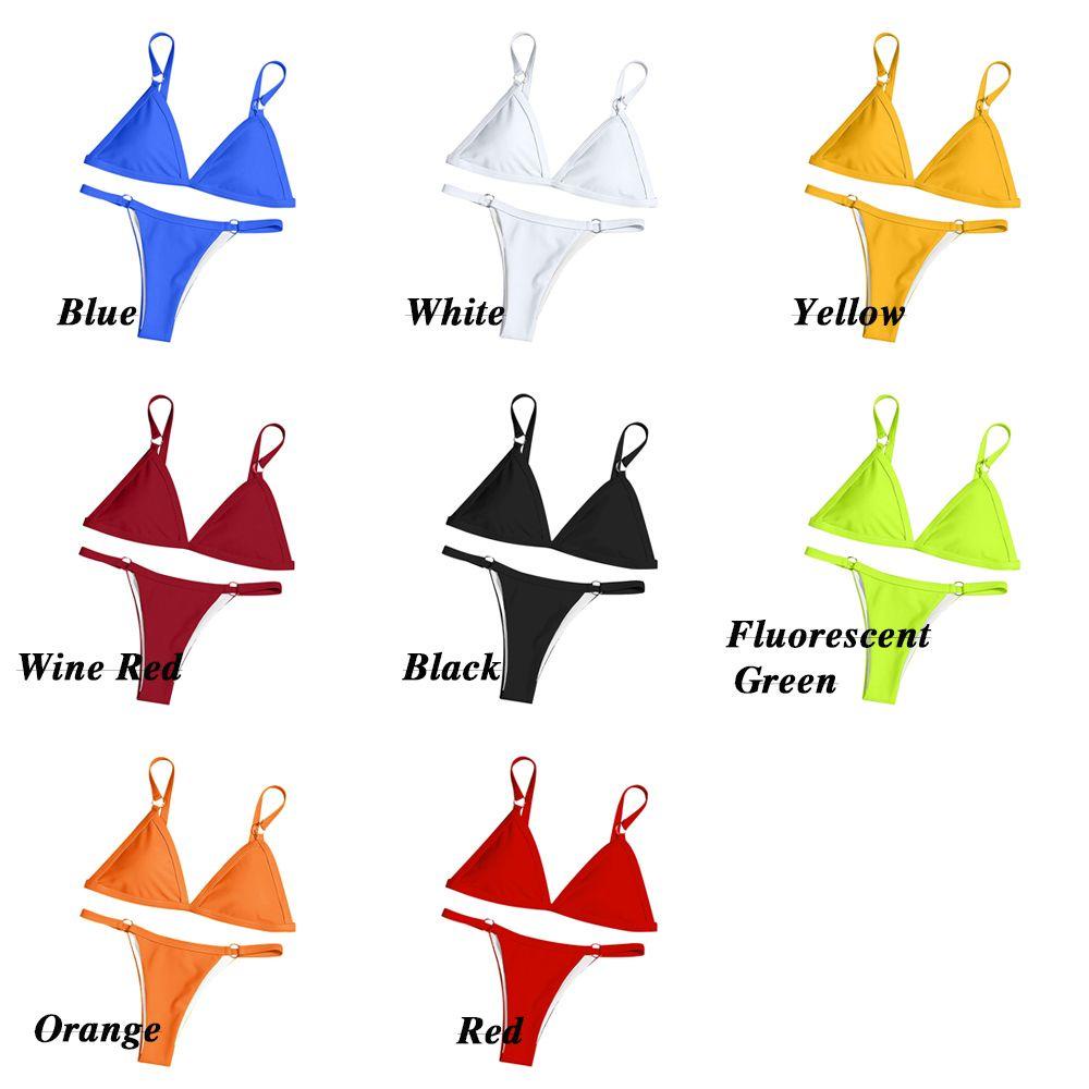Hwaidy Chia Đồ Bơi Đi Biển Sling Backless Khóa Kim Loại Eo Thấp Màu Bộ Bikini