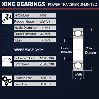 XIKE 6002-2RS / ZZ / Open / C3 - Kích thước 15x32x9mm Vòng bi rãnh sâu chất lượng cao 6002-2RS / 6002ZZ / 6002 / 6002-2RSC3 / 6002ZZC3 / 6002C3