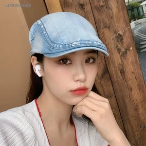 Mũ Beret Denim Vành Rộng Chống Nắng Kiểu Họa Sĩ Phong Cách Cao Bồi Thời Trang Đi Biển Cho Nam