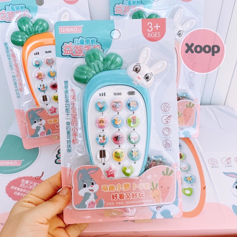 Đồ chơi điện thoại hình thỏ cà rốt cho bé yêu có nhạc