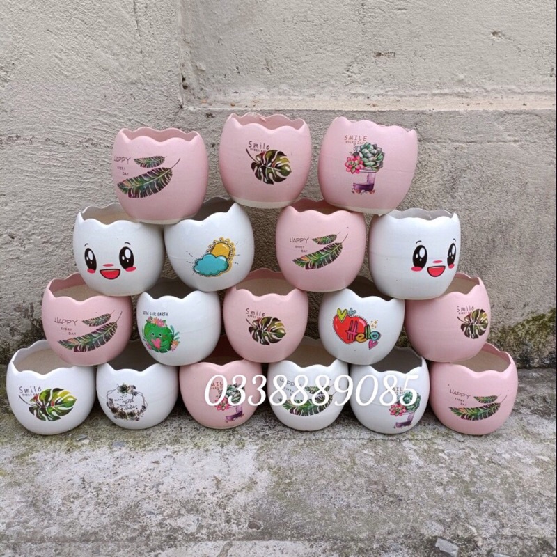 (CHỌN CHẬU) Chậu Sứ MINI Bát Tràng In hình, miệng sóng. Trồng Cây Cảnh, Sen Đá, Xương Rồng,hoa