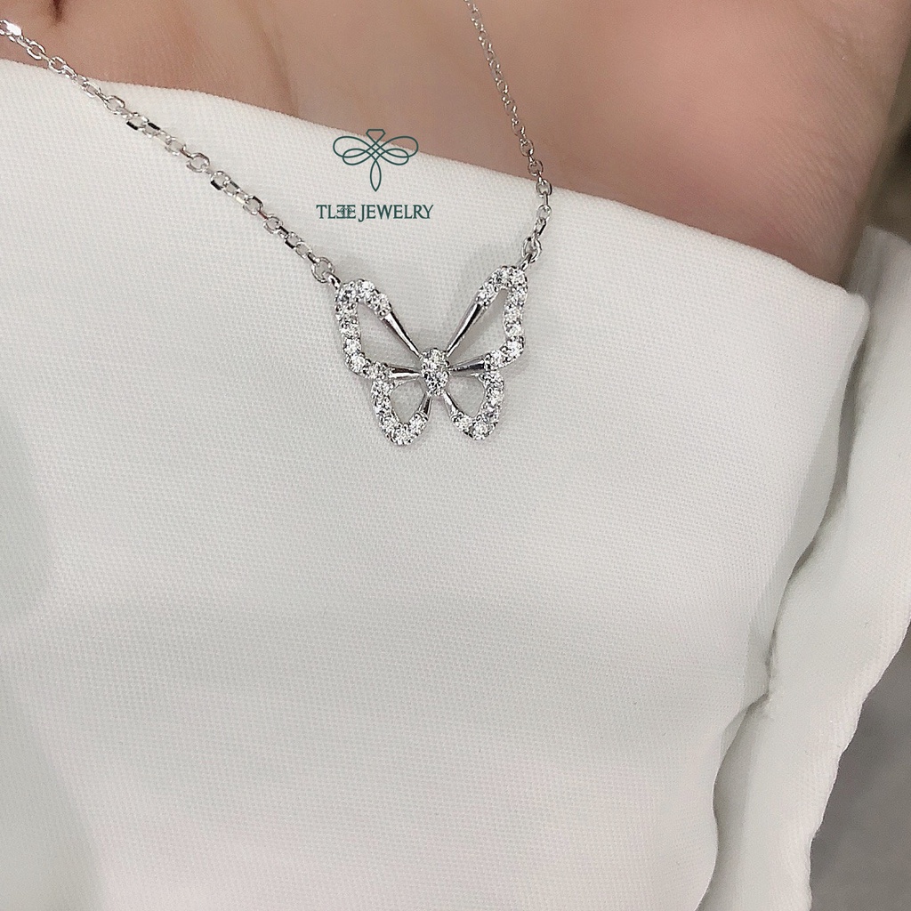 Dây chuyền bạc nữ TLEE mẫu hồ điệp cánh mỏng nạm đá nữ tính TLEE JEWELRY D0108 | BigBuy360 - bigbuy360.vn