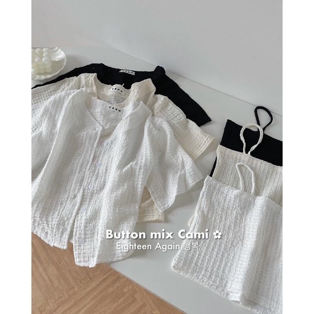 Set áo button kèm áo hai dây 18again (Hàng sẵn/ảnh thật) | Shopee Việt Nam