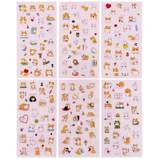 [lẻ 1 tấm] Sticker nhựa dễ thương 🐻💕 mẫu thỏ và shiba 🐰x🐶 mèo con 😻 diy, bujo, quà tặng