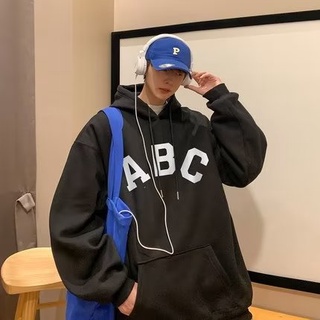 Áo Khoác Thể Thao Cotton Dày Dặn Dáng Rộng In Chữ ABC Thời Trang Cho Nam Size M-5XL