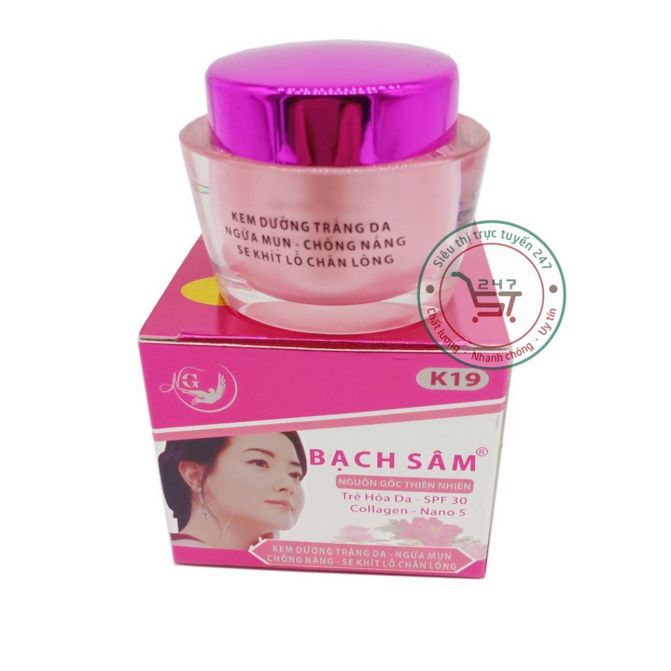 Kem Mụn Thâm Trắng da Chống nắng Se khít lỗ chân lông Bạch Sâm K19 22g (Hồng-xám)