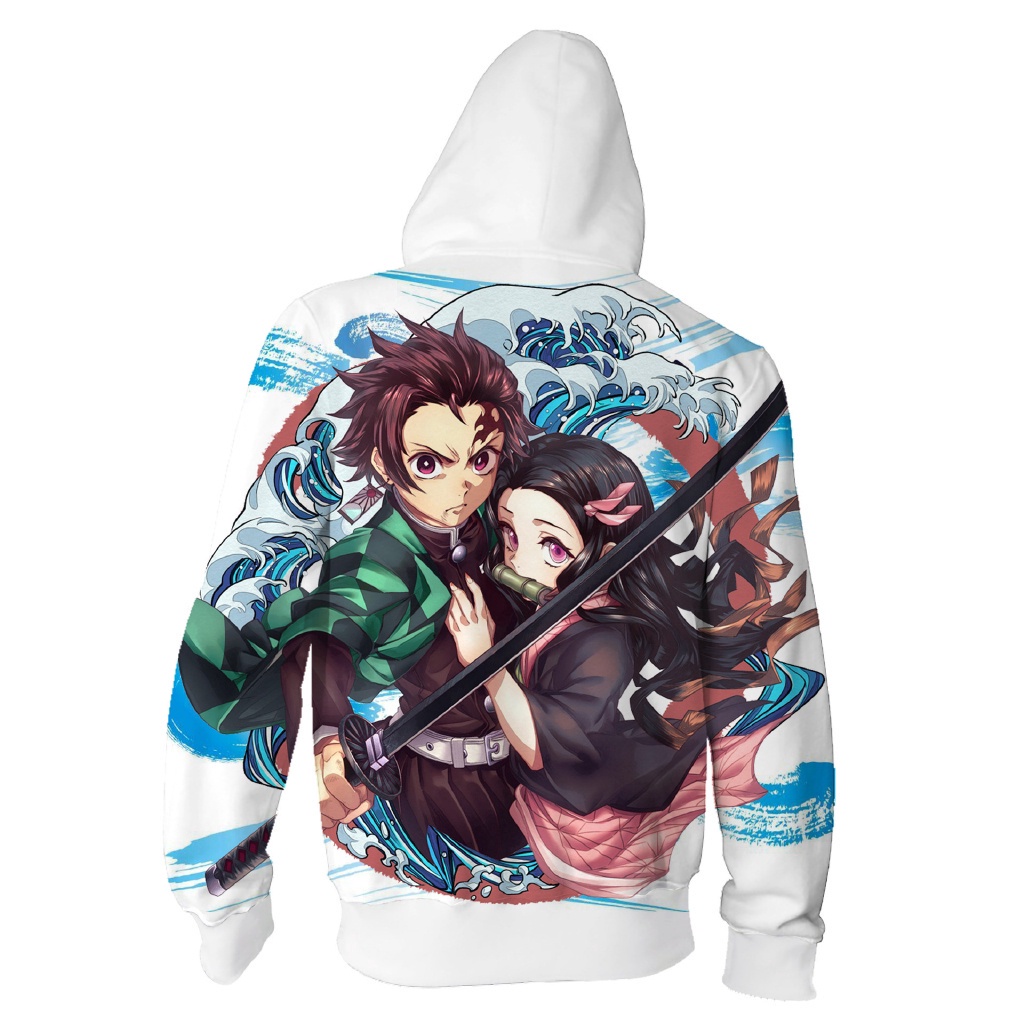 Demon Slayer Dây Kéo Áo Kimetsu no Yaiba Anime Áo Khoác 3D In Áo Khoác