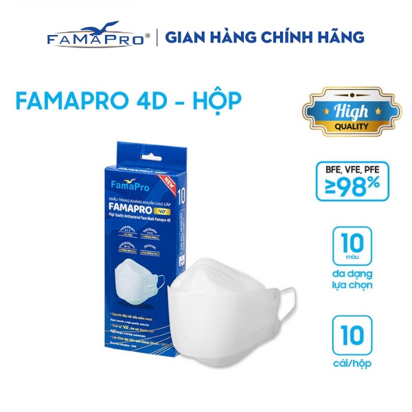 Ảnh Khẩu trang y tế cao cấp kháng khuẩn 3 lớp Famapro 4D hộp 10 cái 3