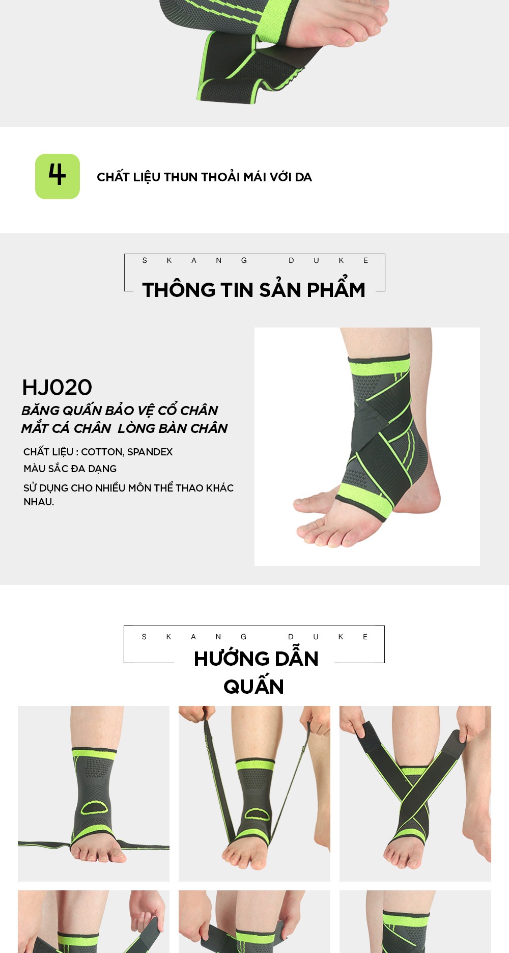 Mô tả Băng Quấn Bảo Vệ Cổ Chân Chính Hãng Băng Cổ Chân Mắt Cá Chân Chất Liệu Thun Thoáng Mát Cleacco BQBVCC Boro Sport - 4