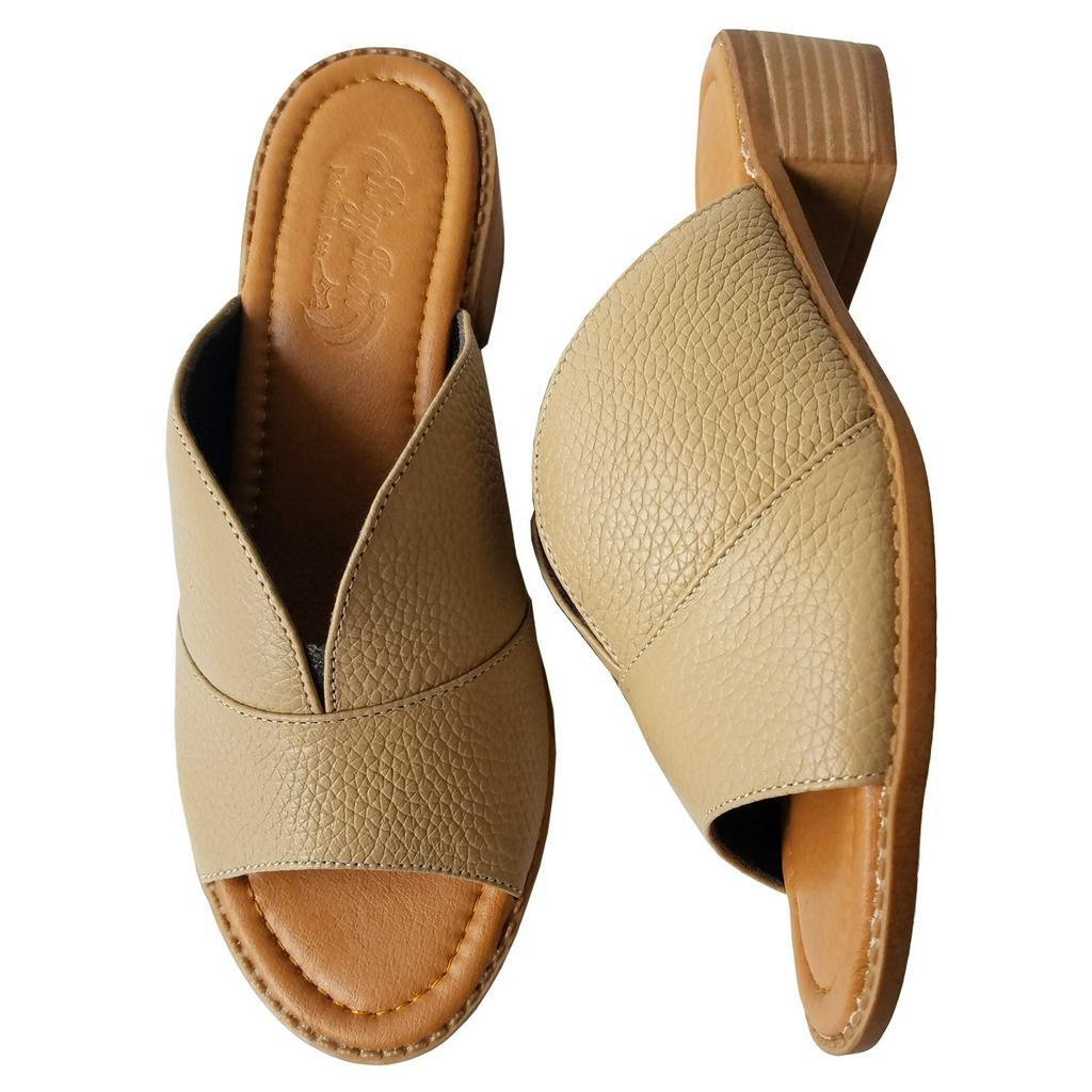 Dép Cao Gót Nữ BIGGBEN Da Bò Thật Cao 4cm HKD686