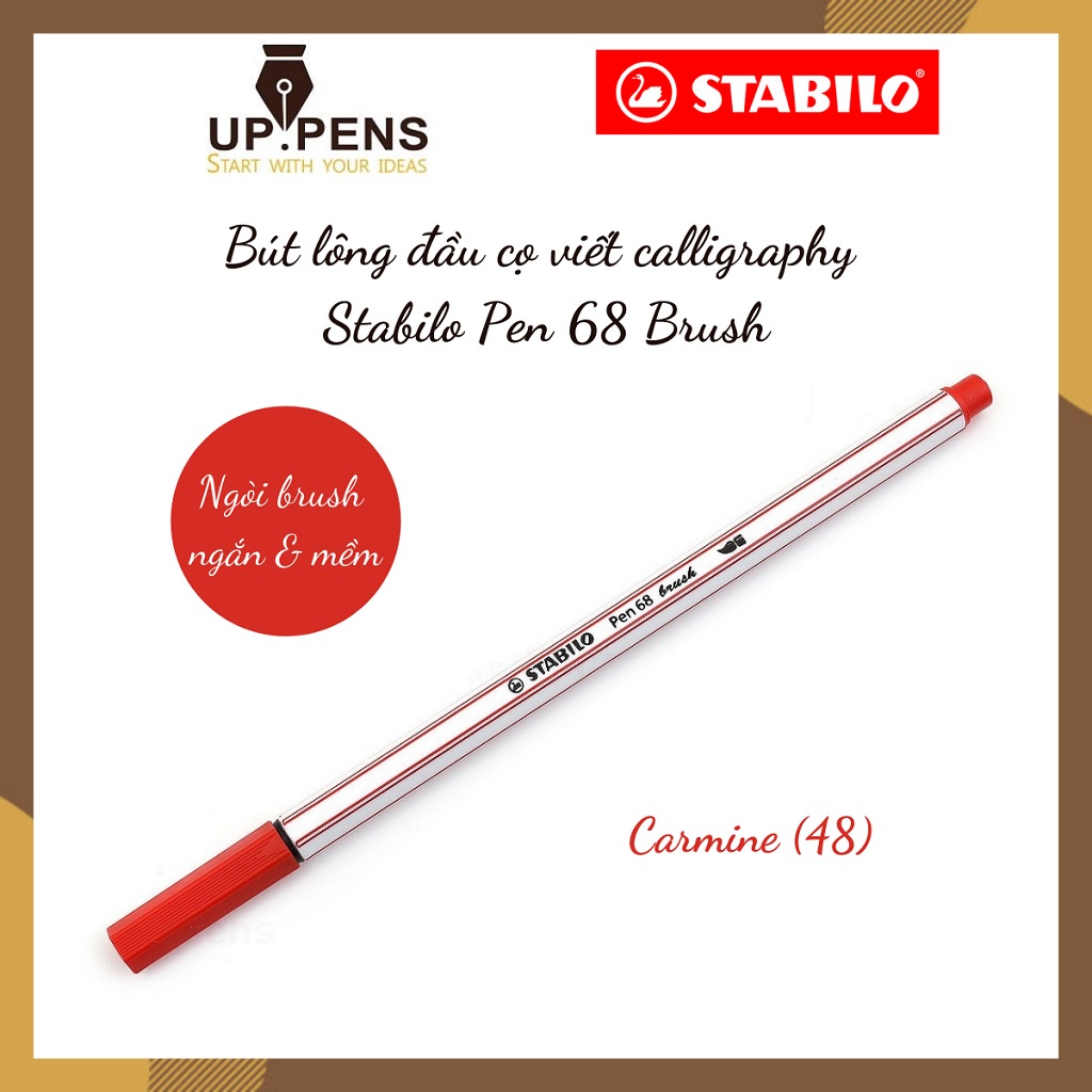 Bút brush viết calligraphy Stabilo Pen 68 Brush – Màu đỏ (Carmine)