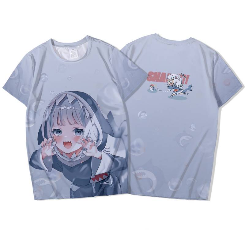 Gn Hololive Vtuber Gawr Gura Áo Thun Anime Tay Ngắn Áo Sơ Mi Rời Thời Trang Plus Size NG