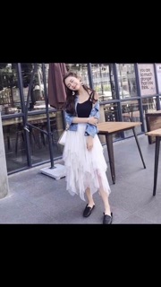 Chân váy ren tua rua loại 1-kèm ảnh thật