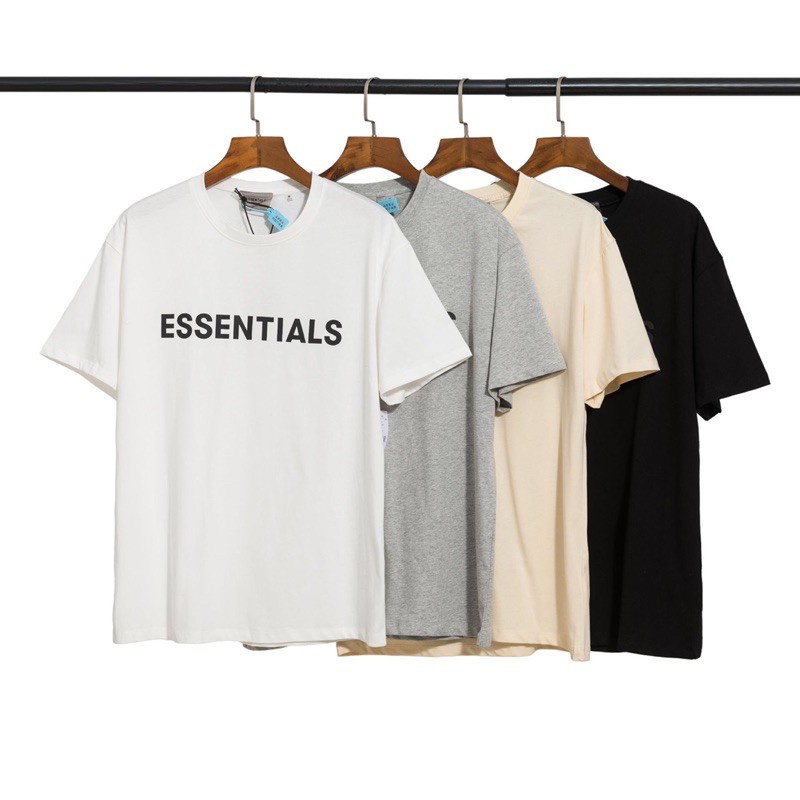 ESSENT logo Chữ Đơn Giản In Hình Áo Thun Cotton Nguyên Chất Nam Nữ Cặp Đôi