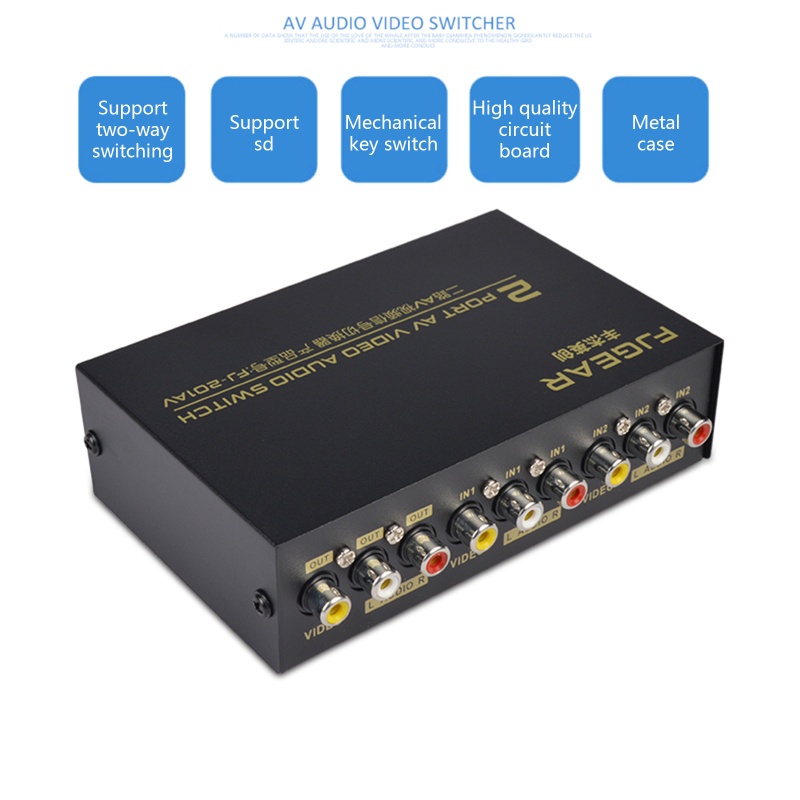 IOR 2 cổng AV RCA Switch 2 trong 1 ra Hộp chọn Video tổng hợp L R cho đầu DVD
