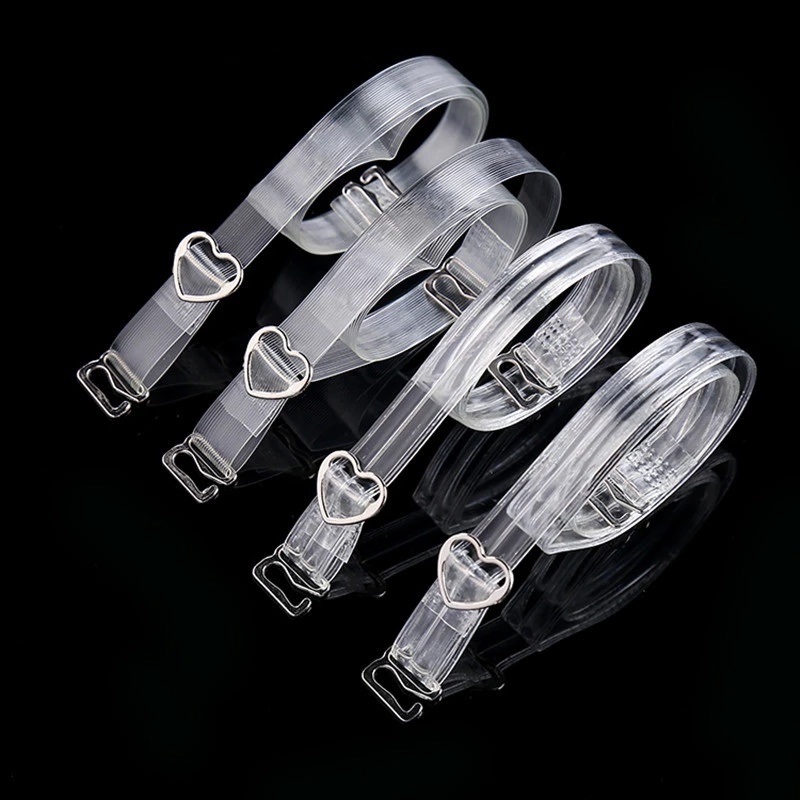 1 Cặp dây áo ngực trong suốt chống trượt có khóa thép hình trái tim dễ điều chỉnh